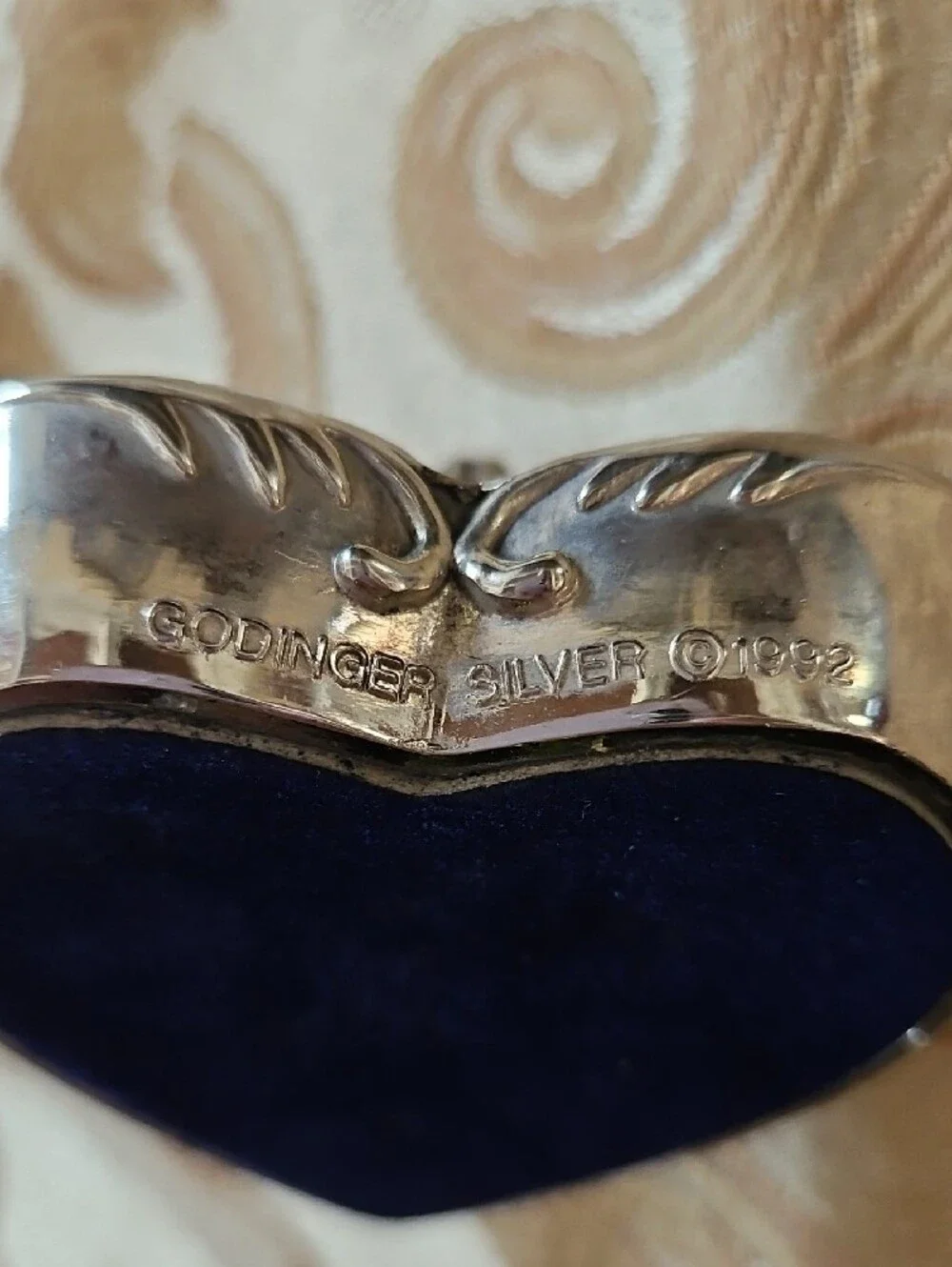 Vintage 1992 Godinger Silver Plated Heart Ring Holder - Ornate Floral